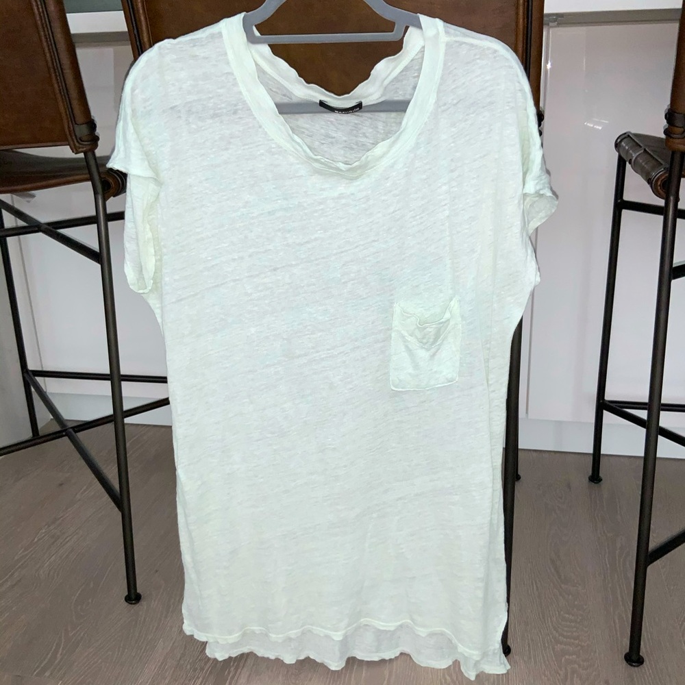 Over sized linen short sleeve tee top